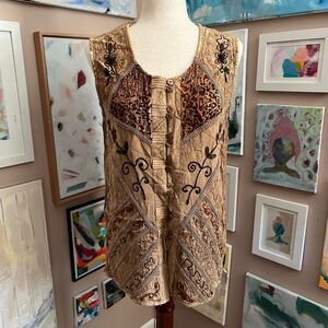 Speed Limit MPH Embroidered Patchwork Boho y2k Fairy Grunge Button Top Size L